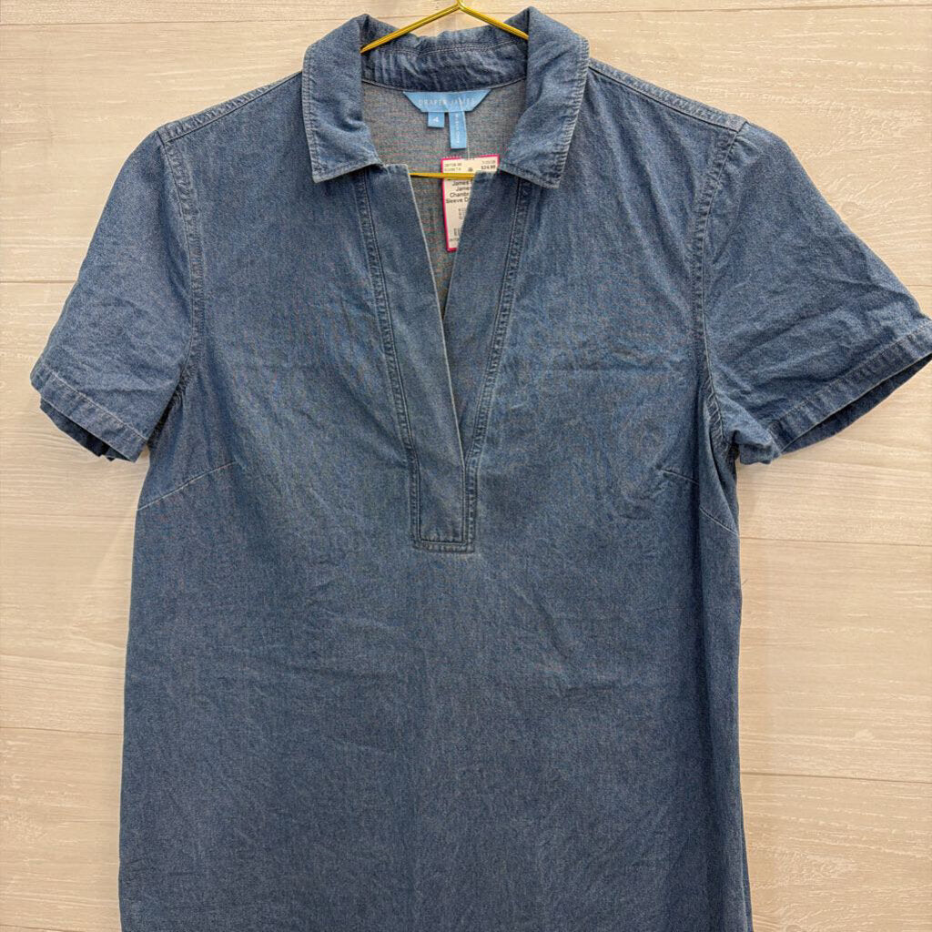 Draper James Blue Chambray Short Sleeve Dress 4