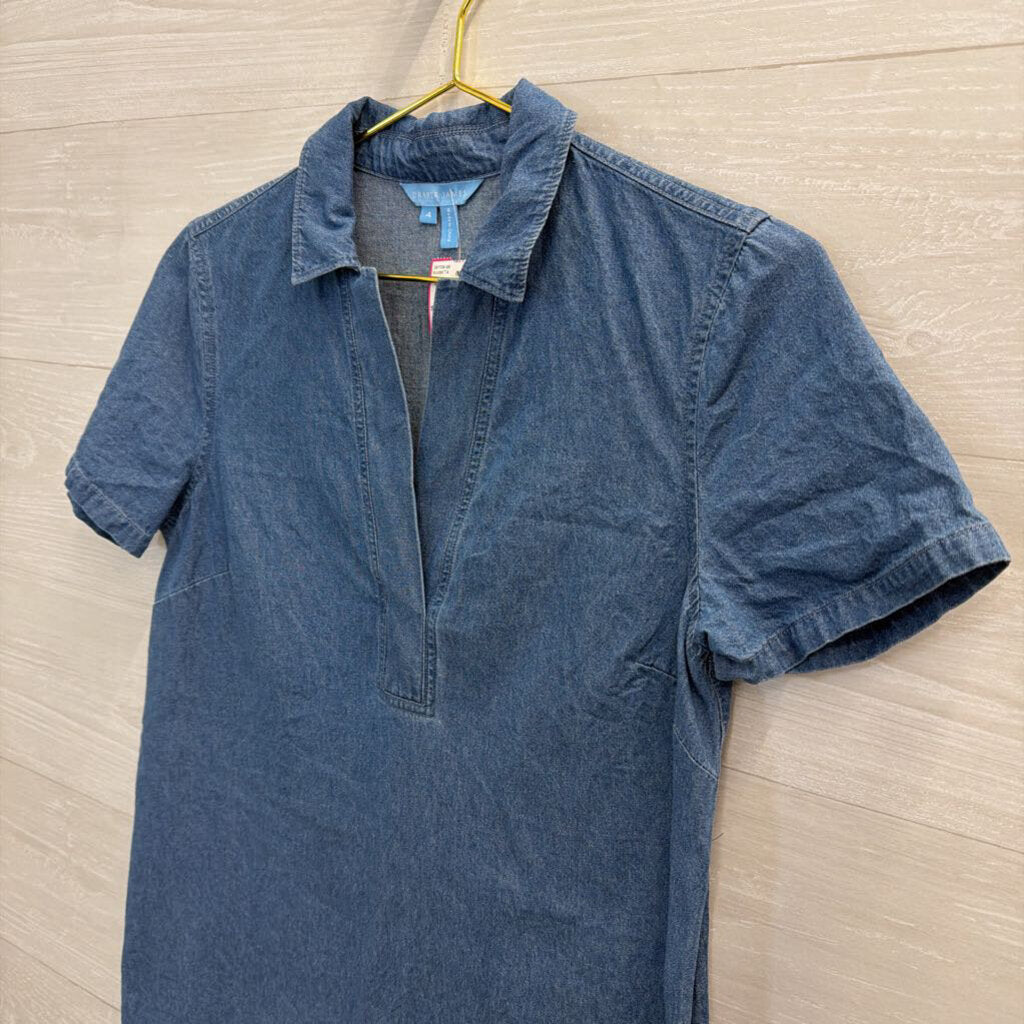 Draper James Blue Chambray Short Sleeve Dress 4