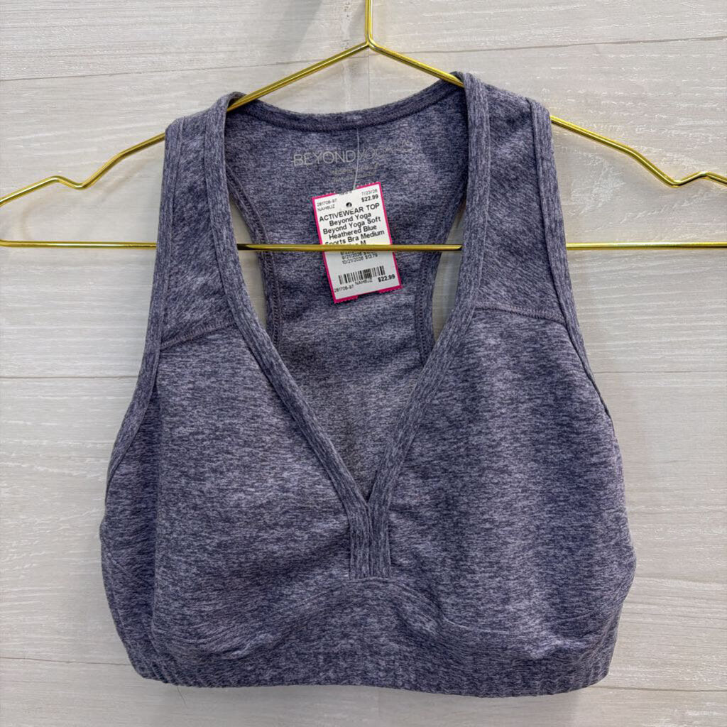 Beyond Yoga Soft Heathered Blue Sports Bra Medium
