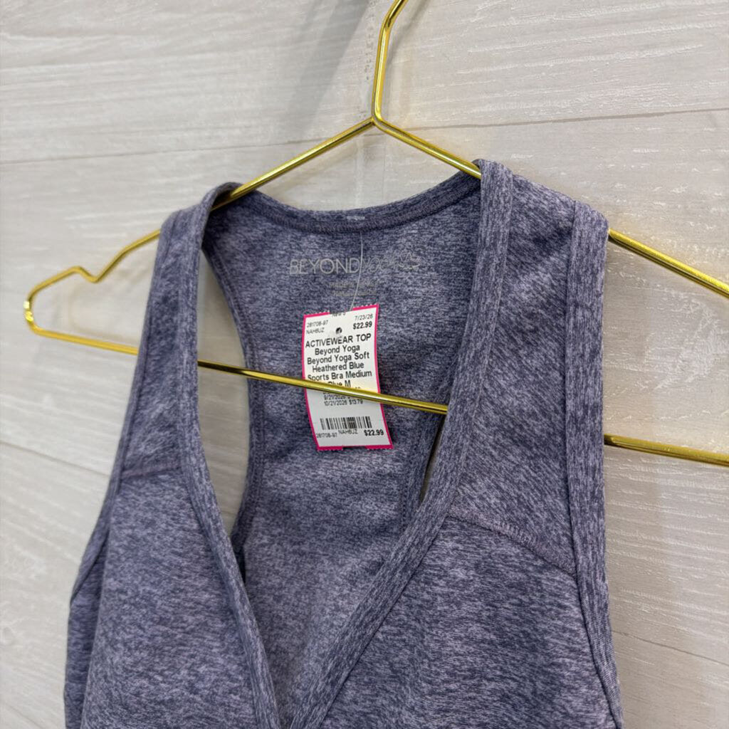 Beyond Yoga Soft Heathered Blue Sports Bra Medium