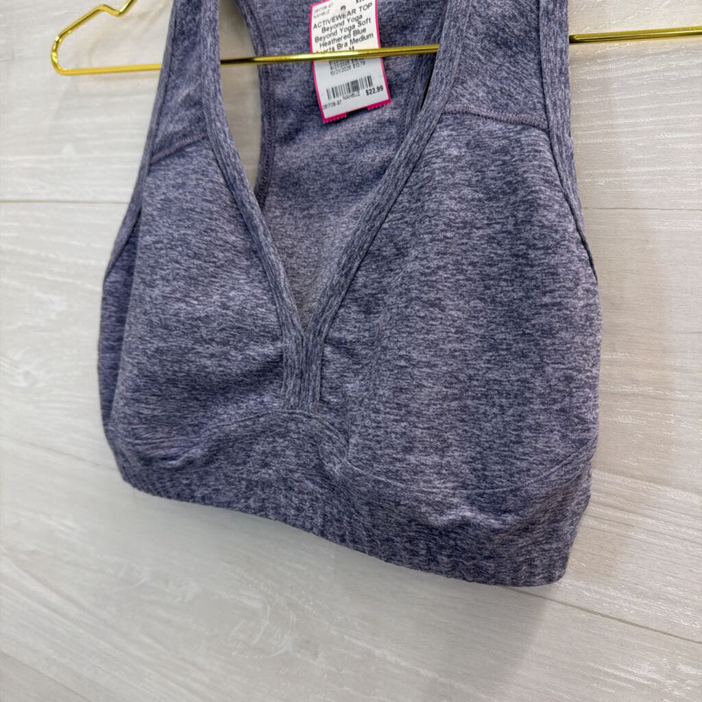 Beyond Yoga Soft Heathered Blue Sports Bra Medium