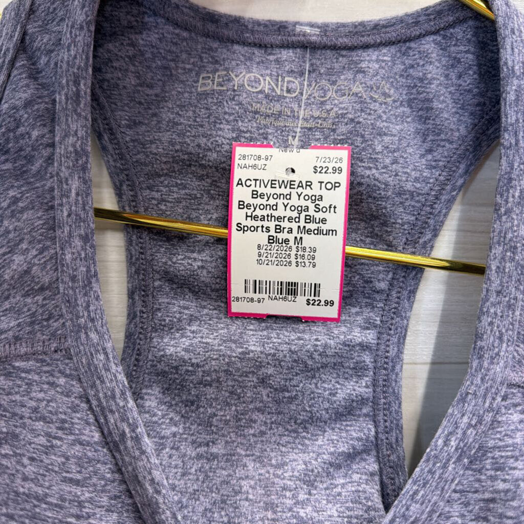Beyond Yoga Soft Heathered Blue Sports Bra Medium