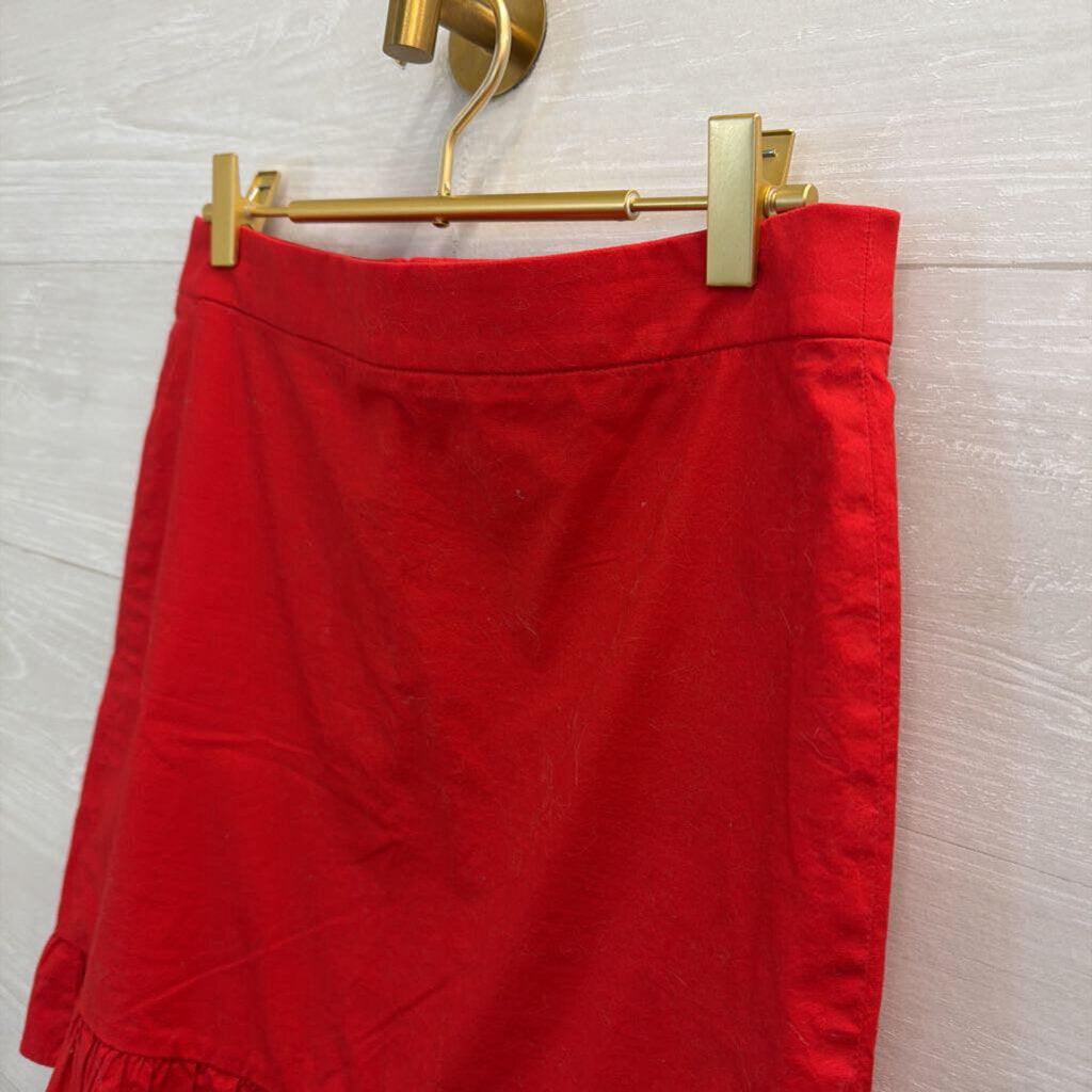 J Crew Red Ruffle Hem Skirt 2