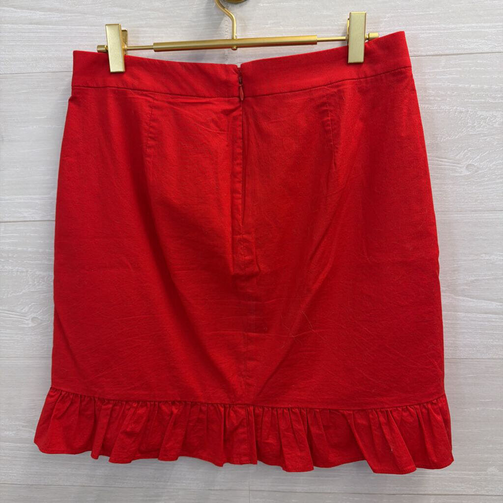 J Crew Red Ruffle Hem Skirt 2