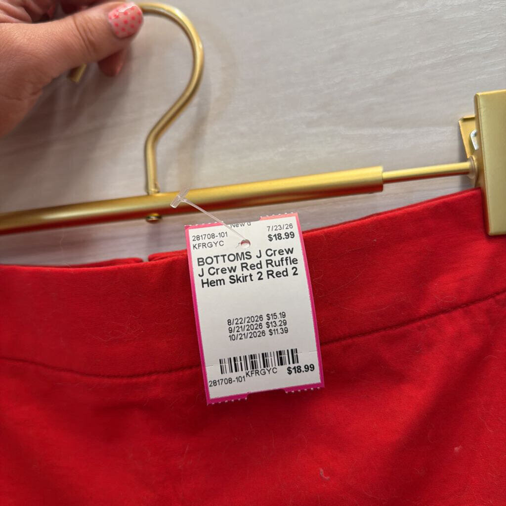 J Crew Red Ruffle Hem Skirt 2