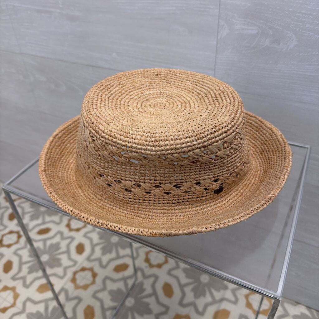 Hemlock Natural Olivia Packable Straw Bucket Hat Large