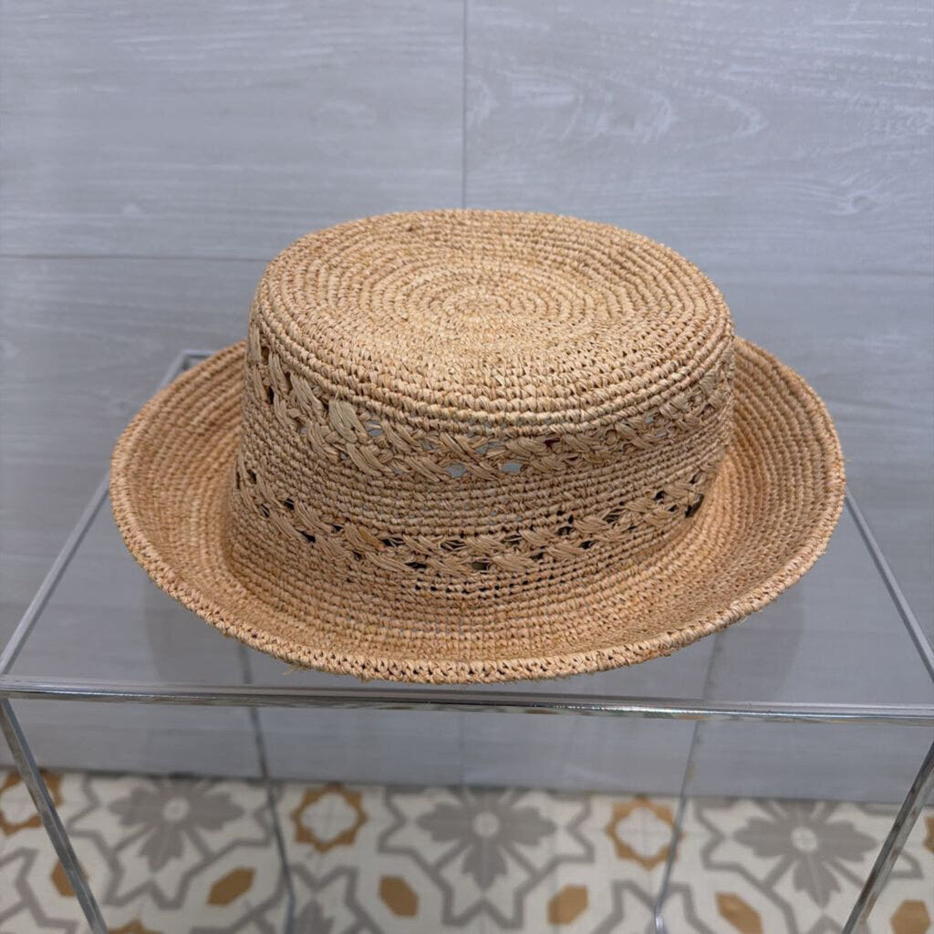 Hemlock Natural Olivia Packable Straw Bucket Hat Large
