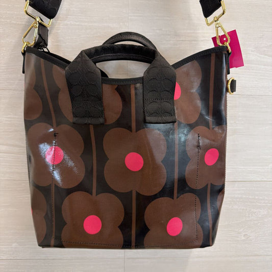 Oria Kiely Brown/ Pink Print Carryall Tote Purse