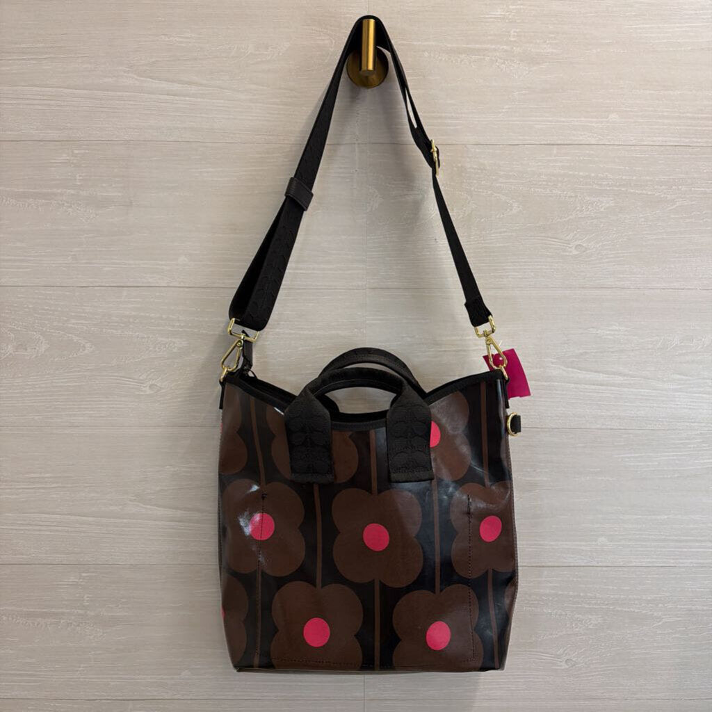 Oria Kiely Brown/ Pink Print Carryall Tote Purse