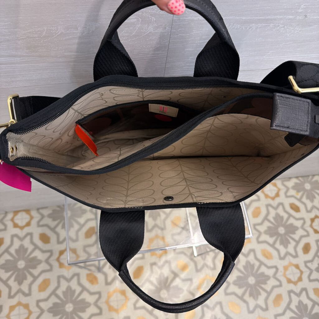 Oria Kiely Brown/ Pink Print Carryall Tote Purse
