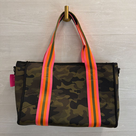 Haute Shore Green/ Multi Camo Print Neoprene Isla Tote Bag