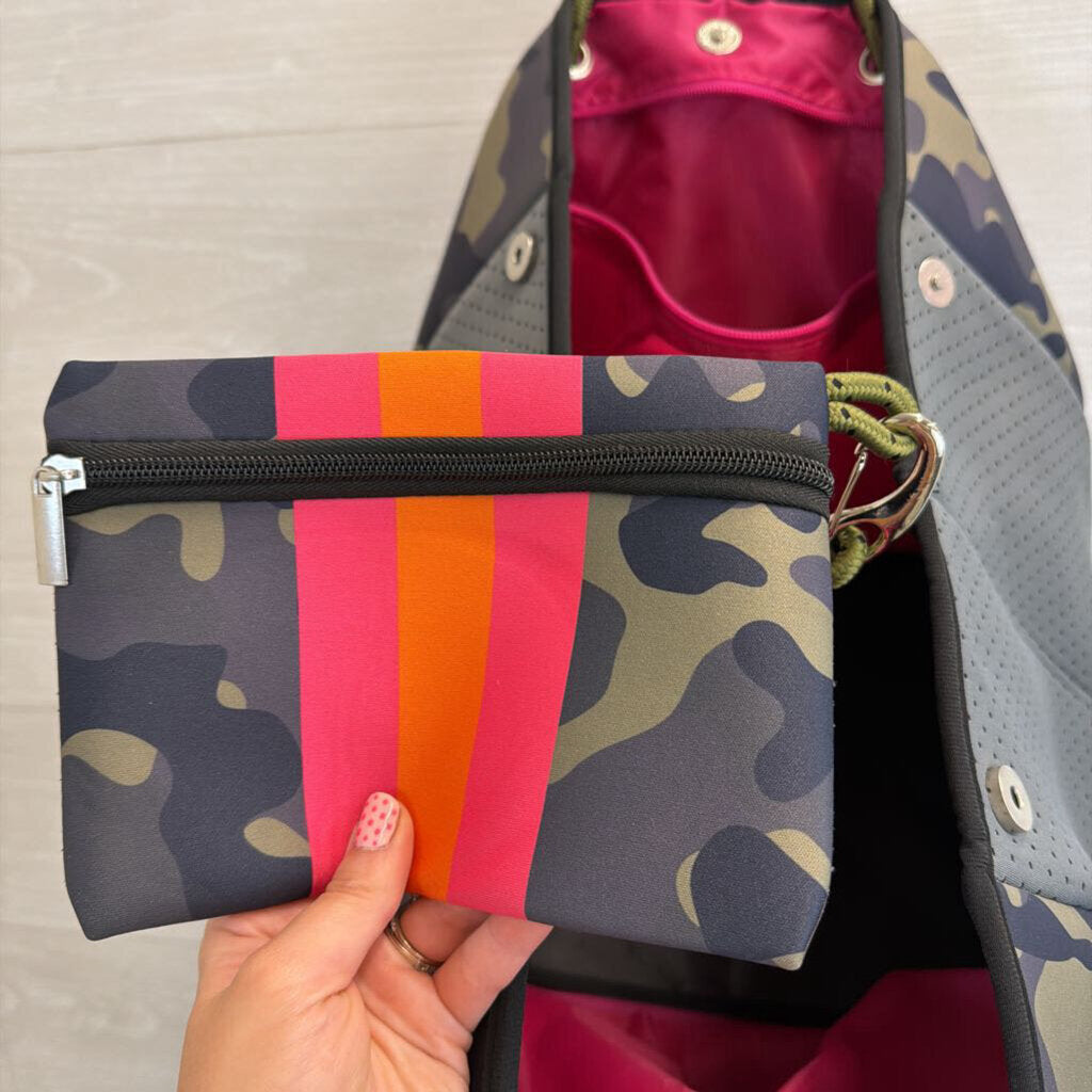 Haute Shore Green/ Multi Camo Print Neoprene Greyson Tote Bag