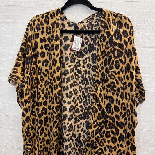 Brown/ Black Leopard Print Open Front Kimono Top One Size