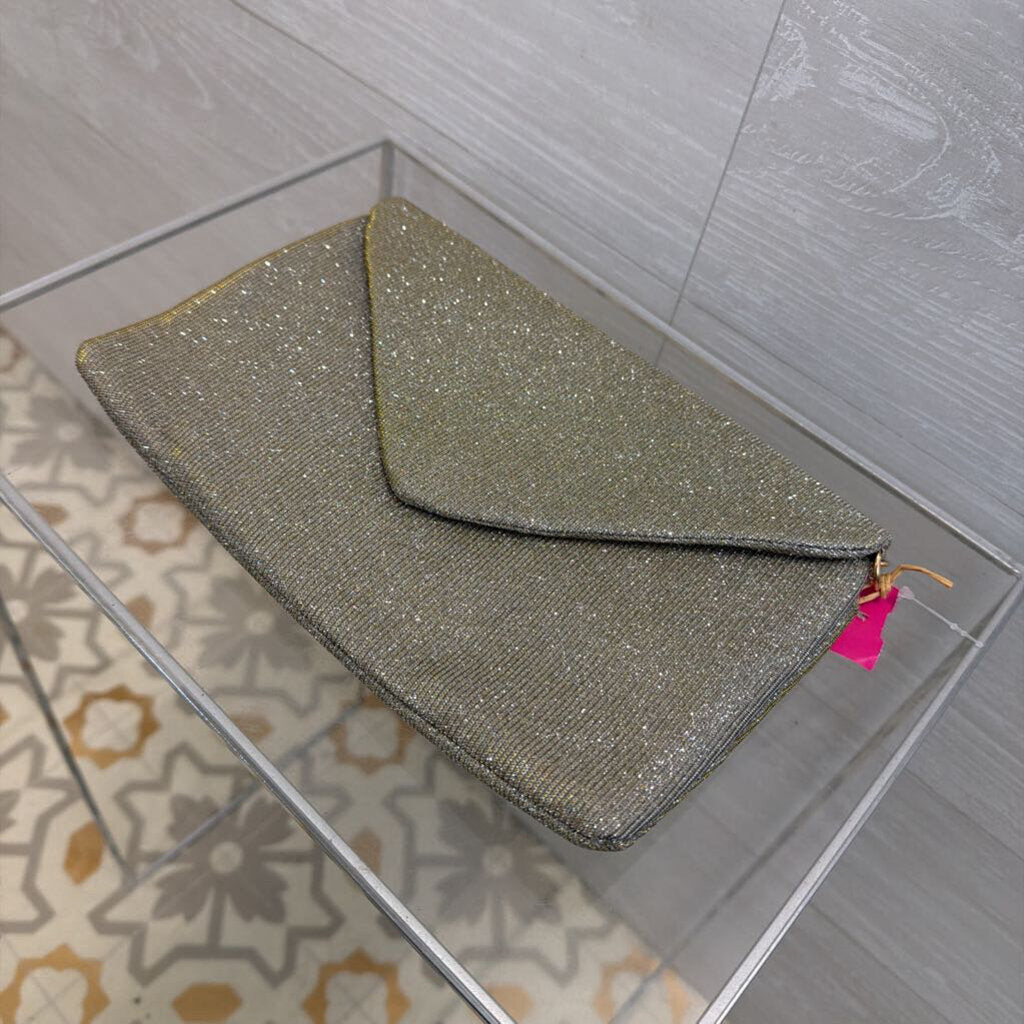 Live In Style Silver/ Gold Sparkle Envelope Crossbody Clutch Purse