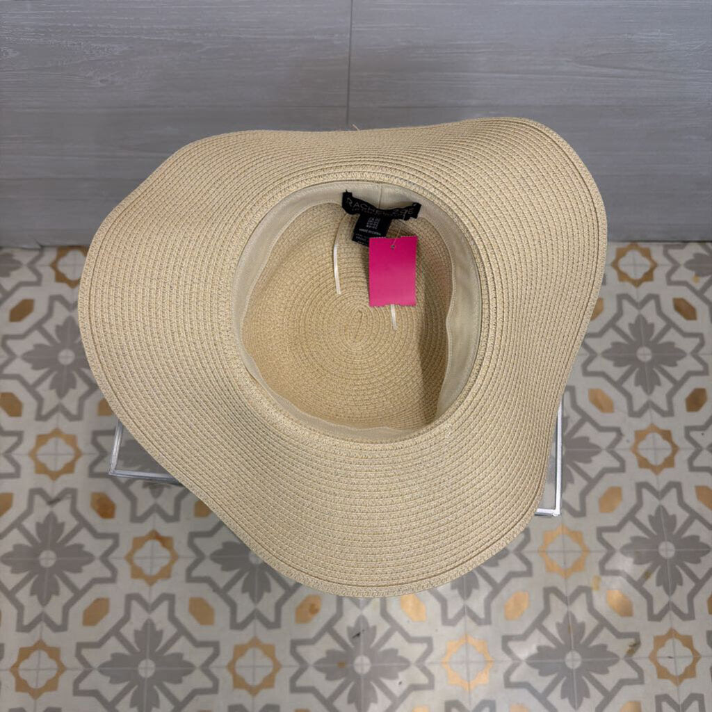 Rachel Zoe Wide Brim Straw Hat With Leopard Detail One Size