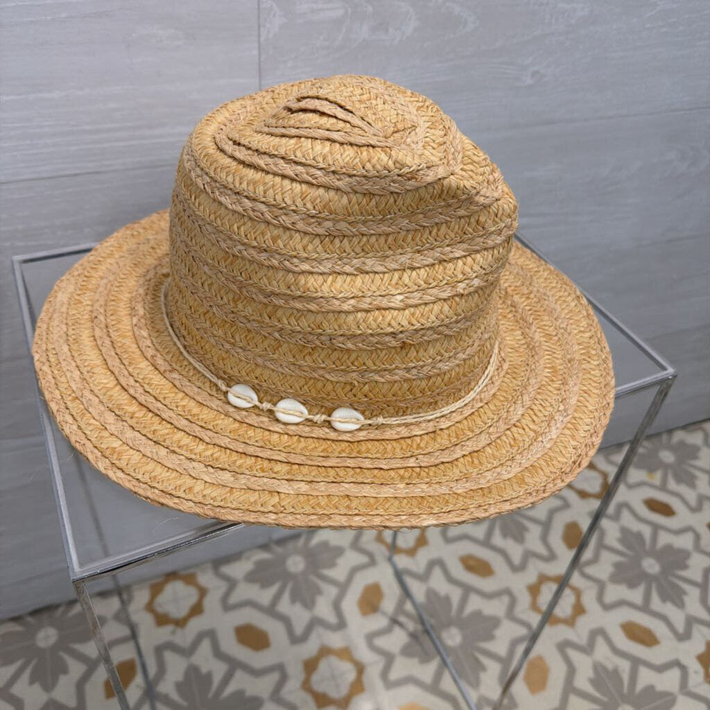 Natural Straw Fedora Hat One Size