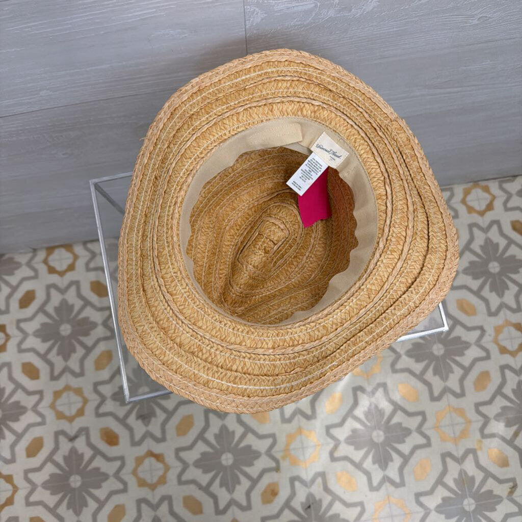 Natural Straw Fedora Hat One Size