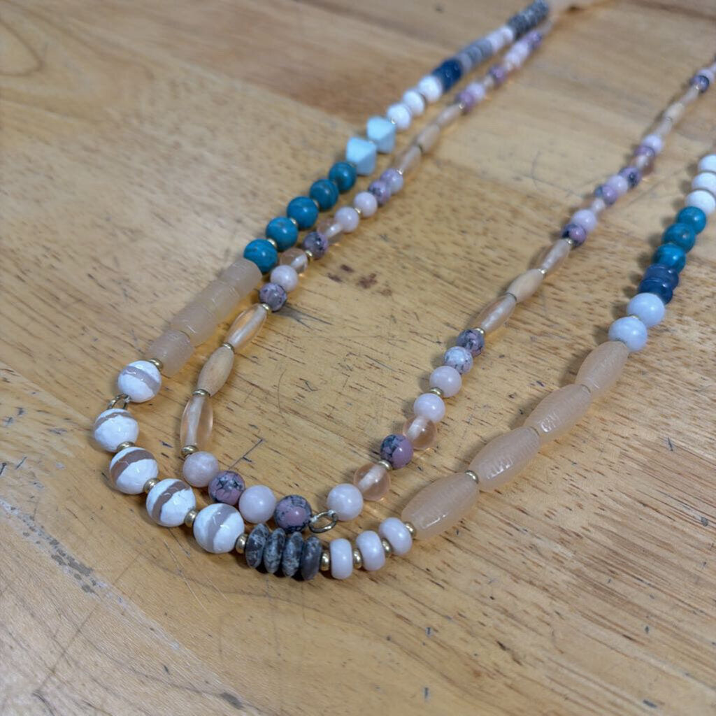 Stella and Dot Pink/ Multi Strand Beaded Necklace