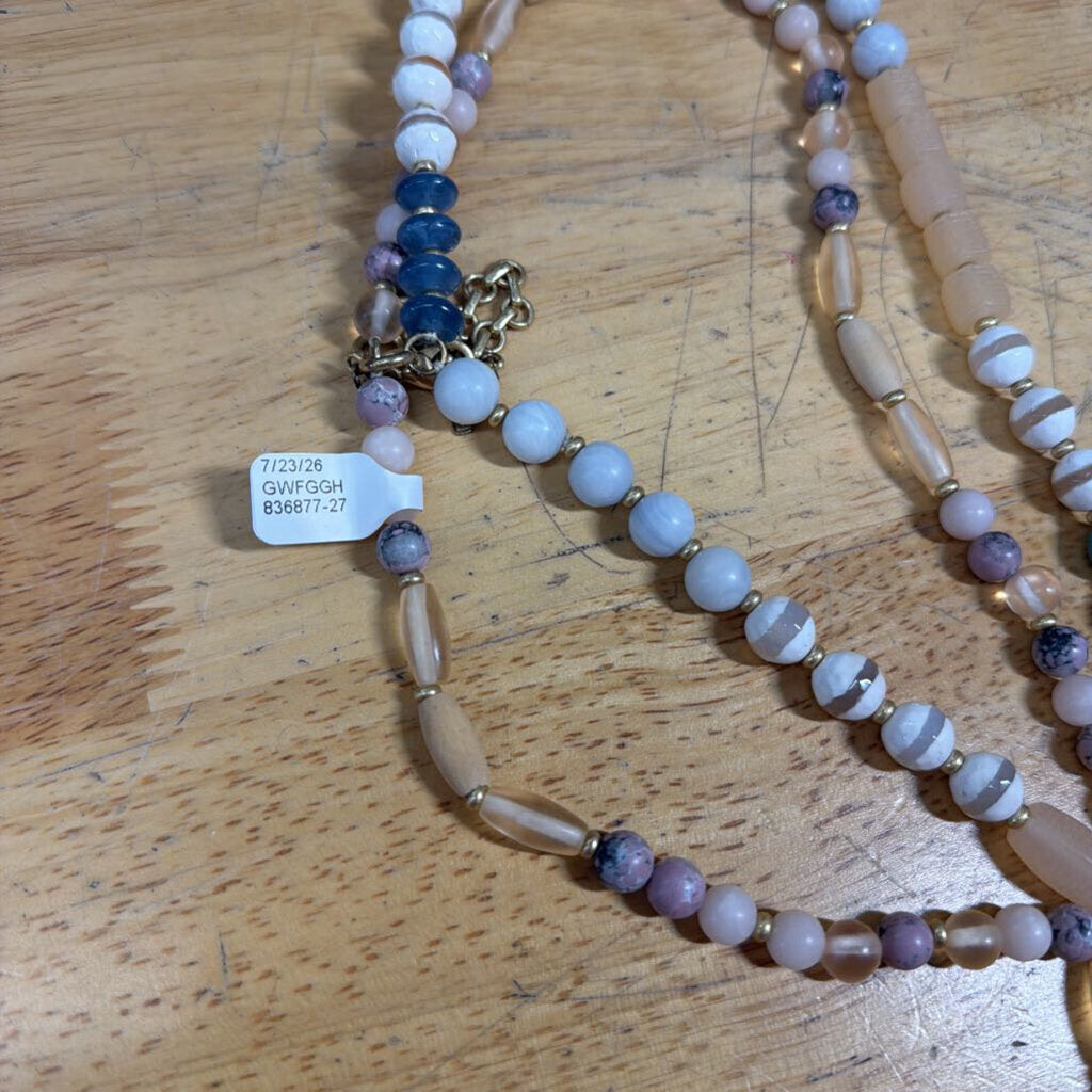 Stella and Dot Pink/ Multi Strand Beaded Necklace