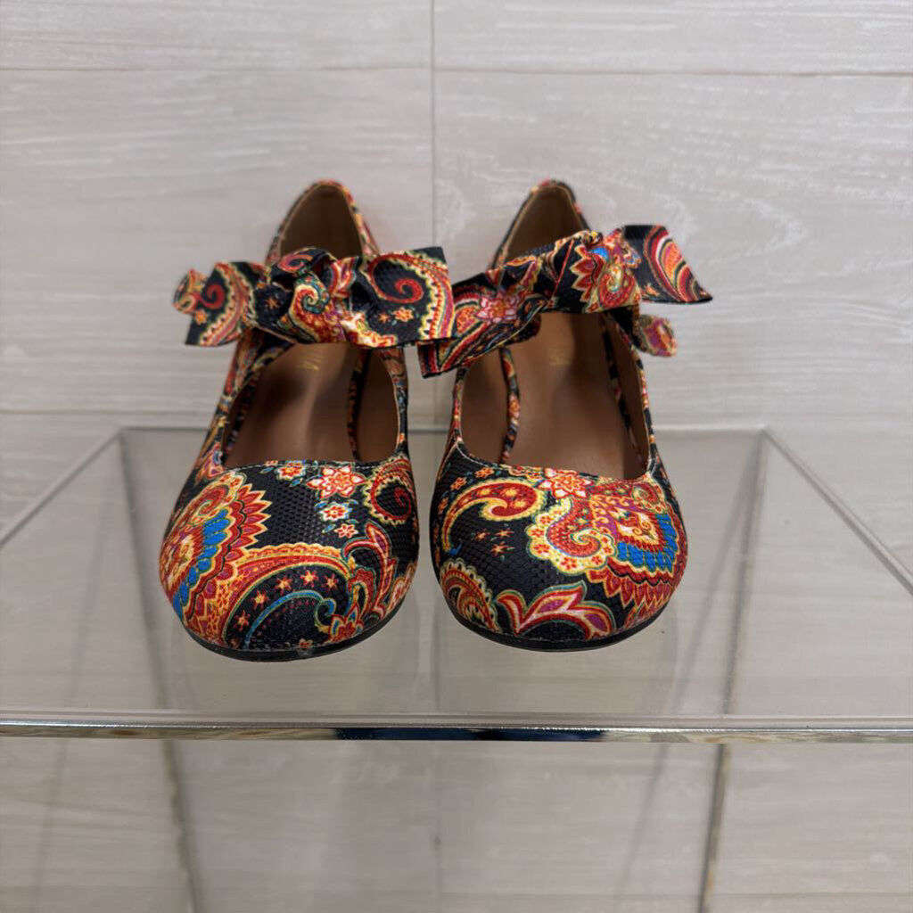 Liuruijia Multi Color Paisley Print Mary Jane Bow Heels 9