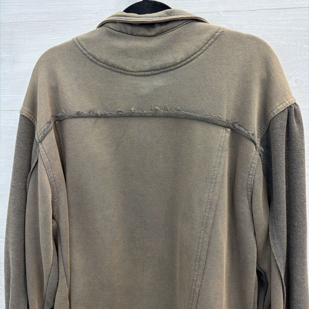 POL Green Soft Button Front Shacket Medium