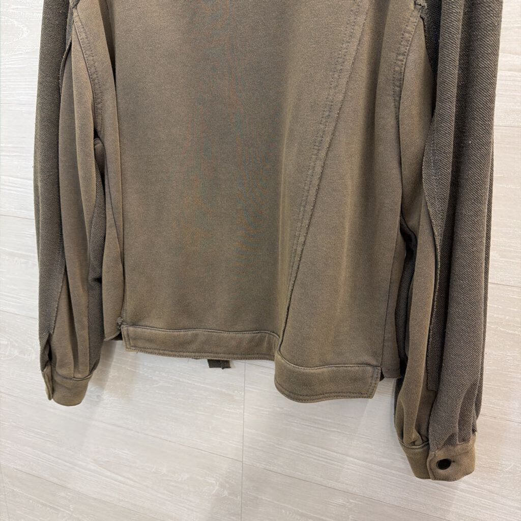 POL Green Soft Button Front Shacket Medium
