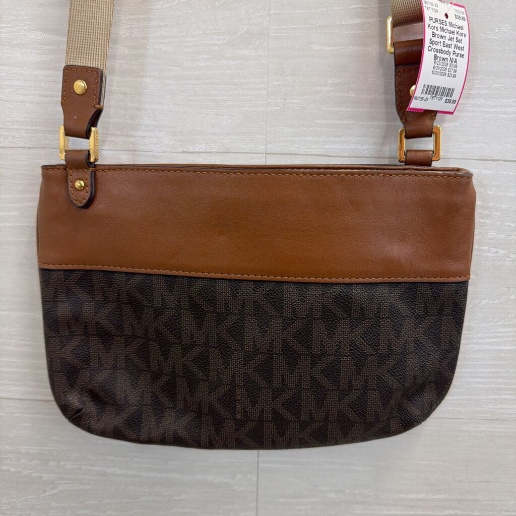 Michael Kors Brown Jet Set Sport East West Crossbody Purse