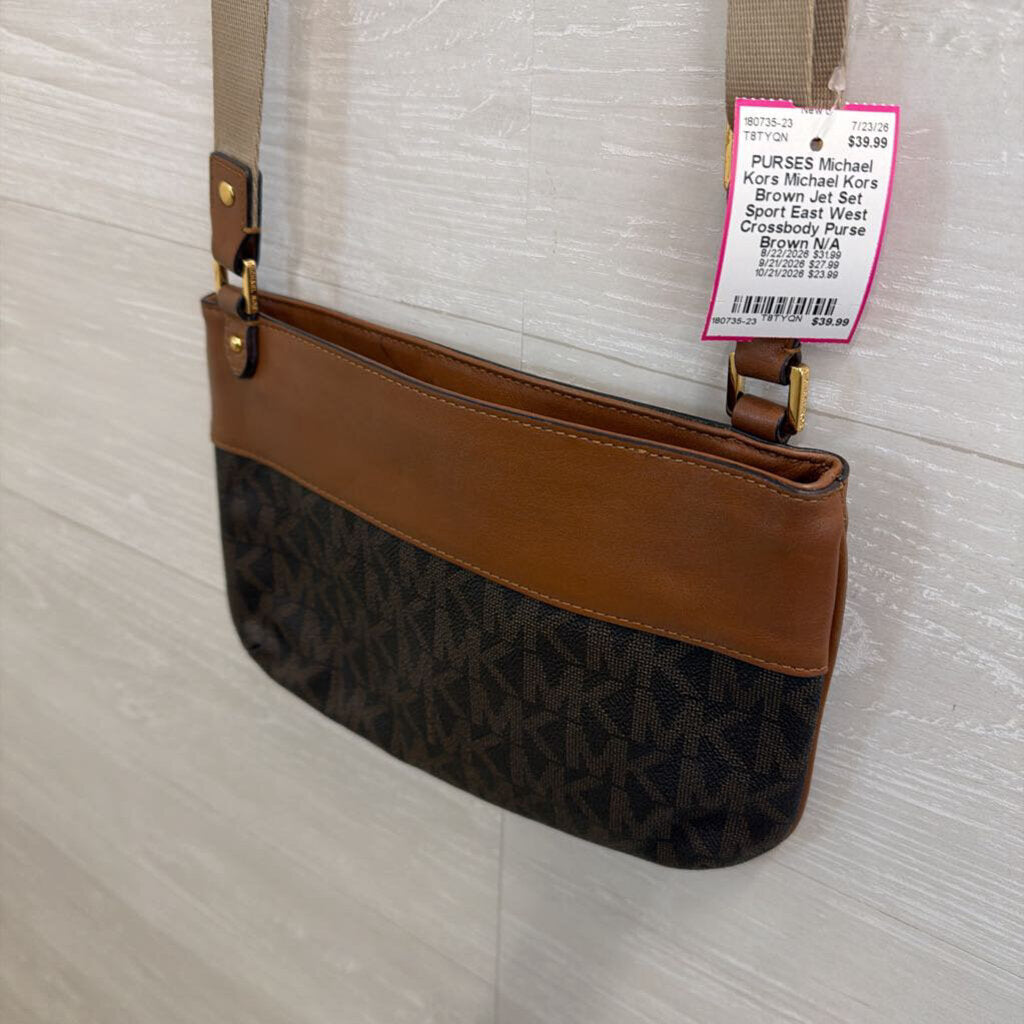 Michael Kors Brown Jet Set Sport East West Crossbody Purse