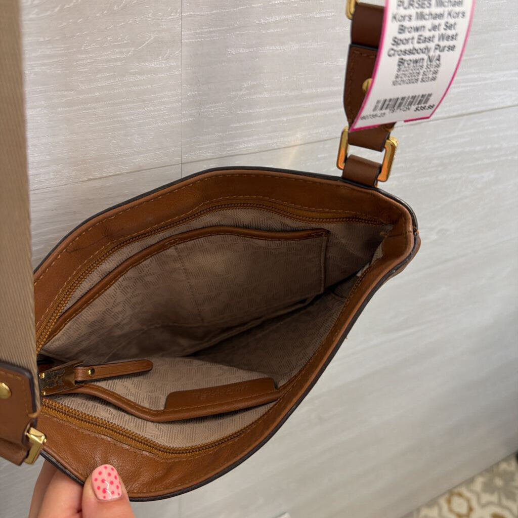 Michael Kors Brown Jet Set Sport East West Crossbody Purse