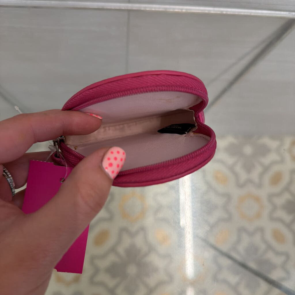 Coach Pink Monogram Leather Heart Shaped Coin Purse