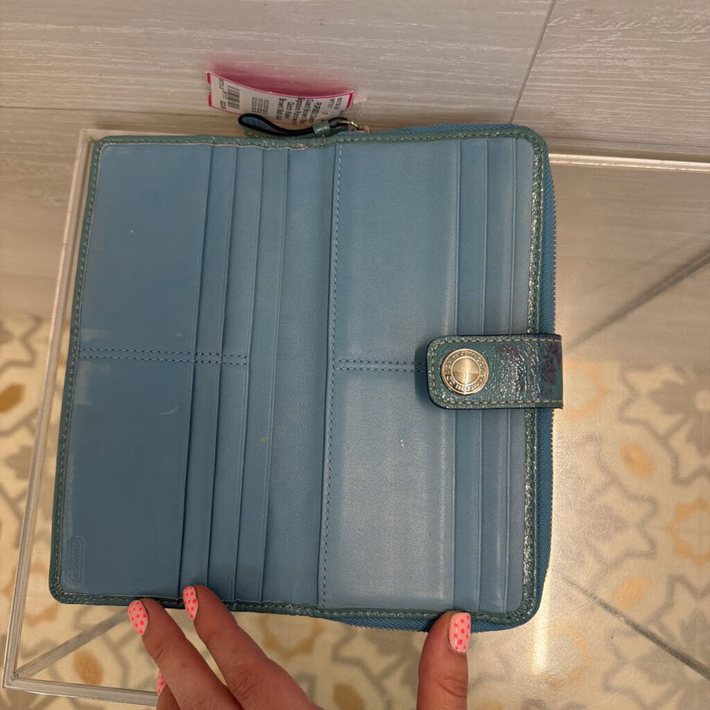 Coach Brown/ Multi Signature Patchwork Clutch Wallet