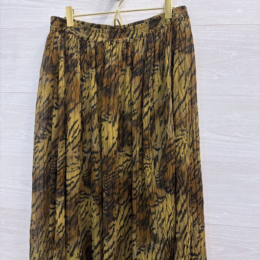 Vintage Effeci Green/ Black Print Maxi Skirt Small