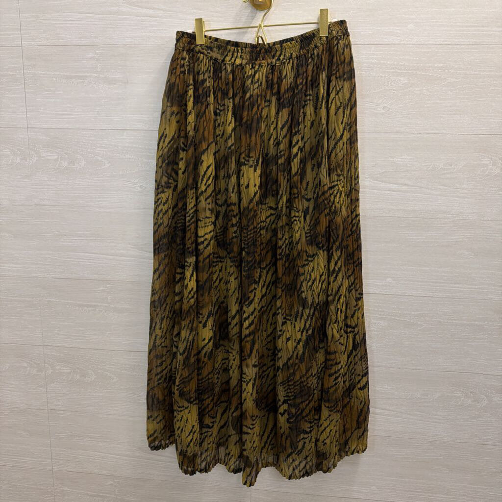 Vintage Effeci Green/ Black Print Maxi Skirt Small