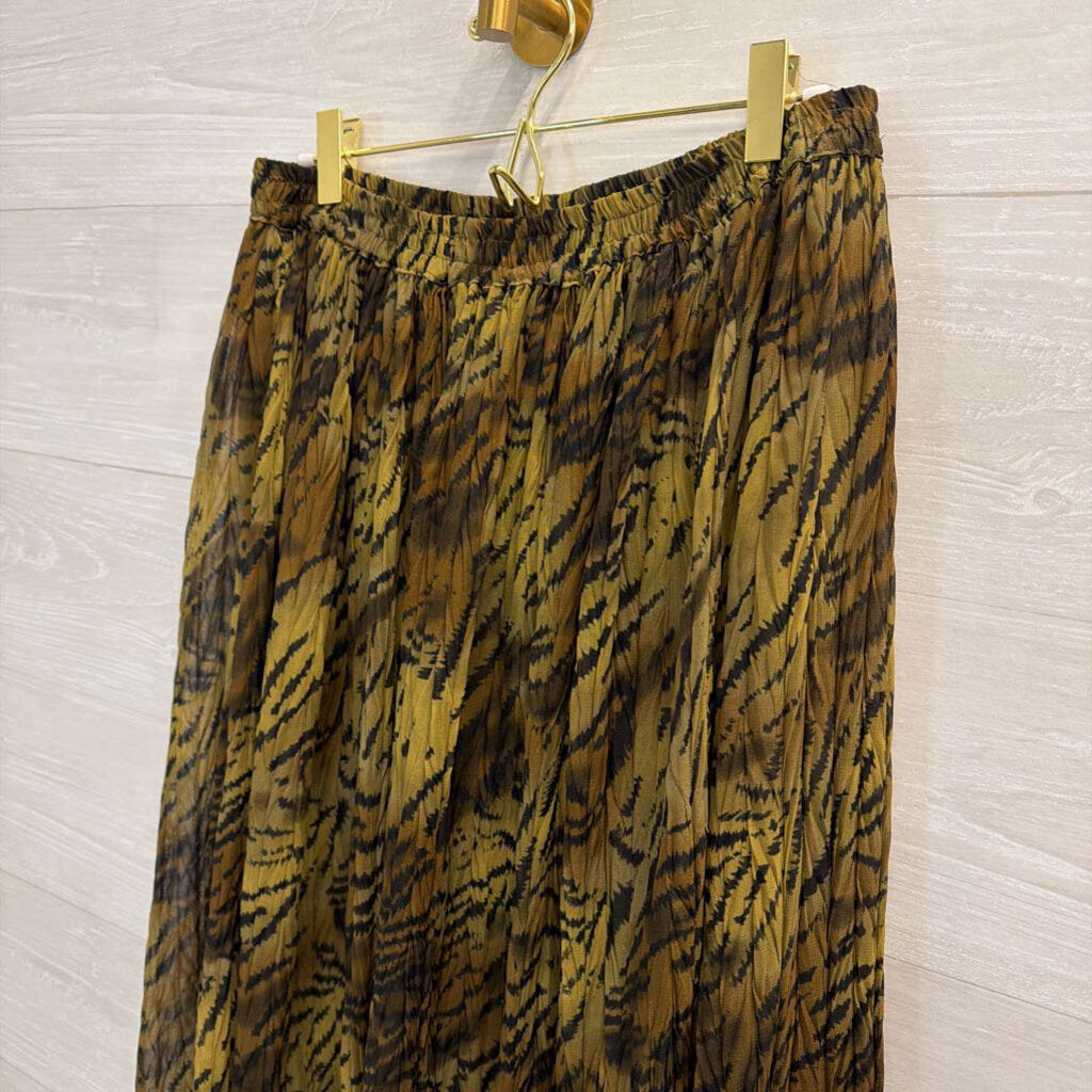 Vintage Effeci Green/ Black Print Maxi Skirt Small