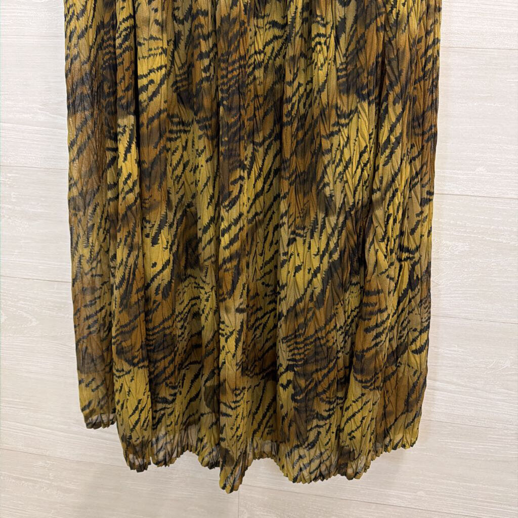 Vintage Effeci Green/ Black Print Maxi Skirt Small