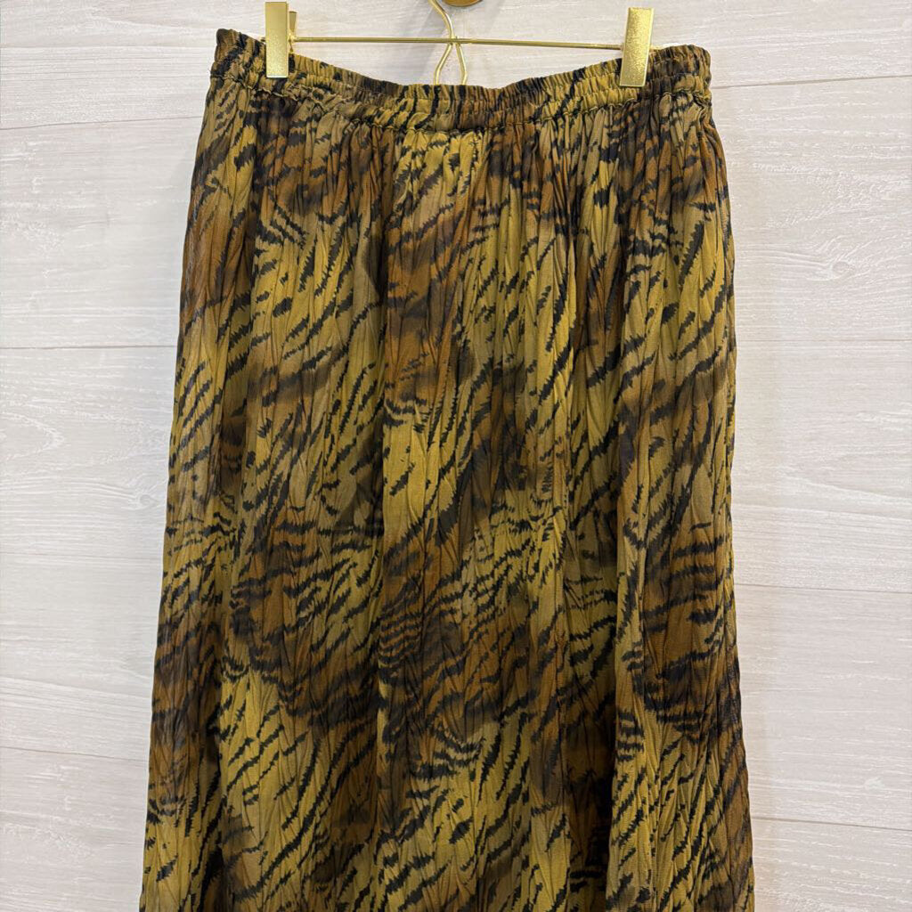 Vintage Effeci Green/ Black Print Maxi Skirt Small