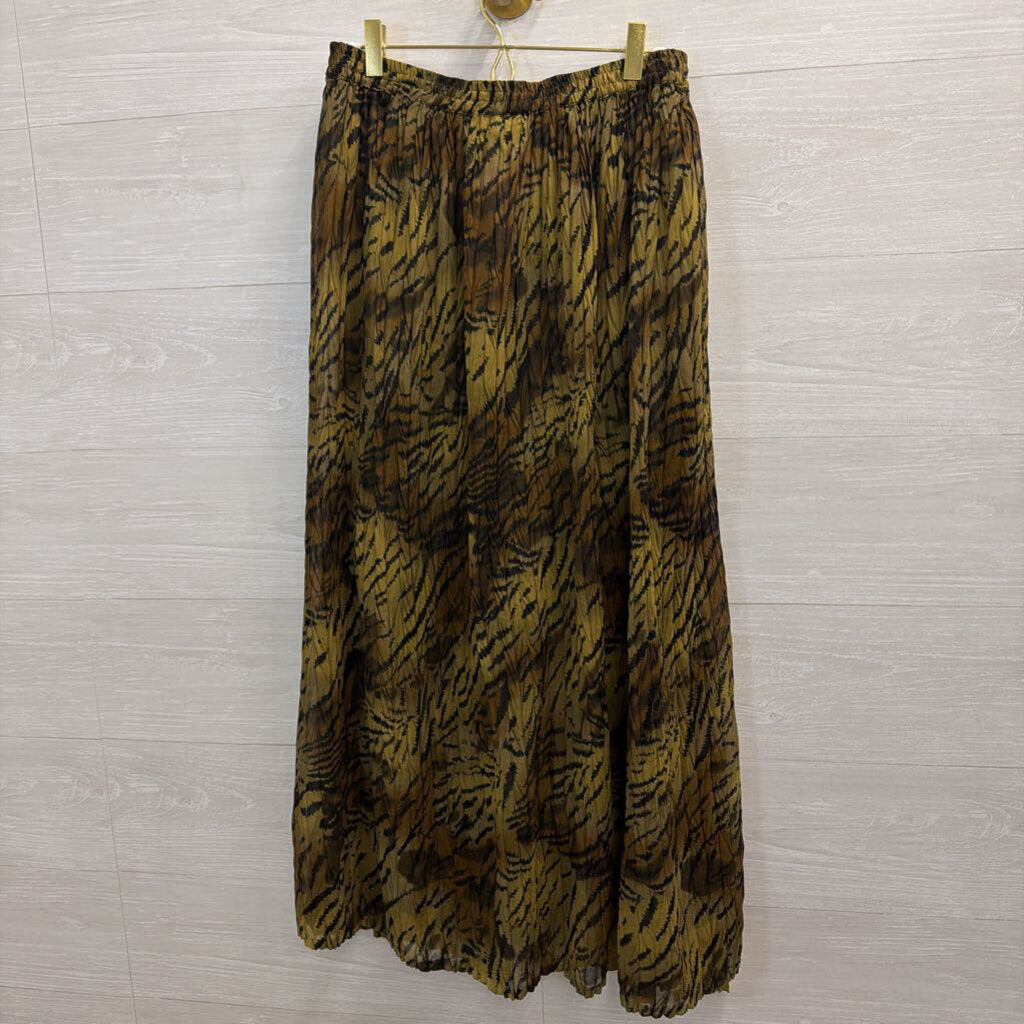 Vintage Effeci Green/ Black Print Maxi Skirt Small