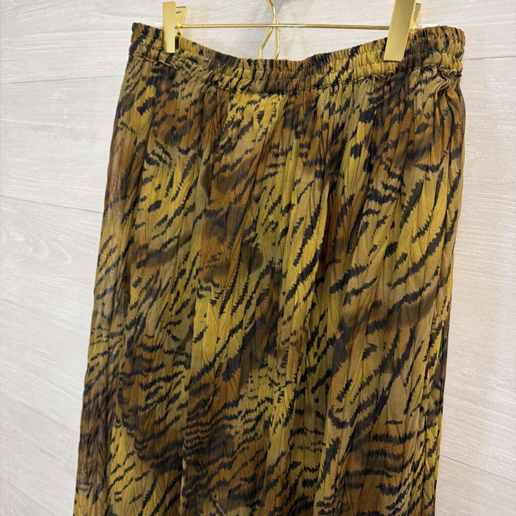 Vintage Effeci Green/ Black Print Maxi Skirt Small