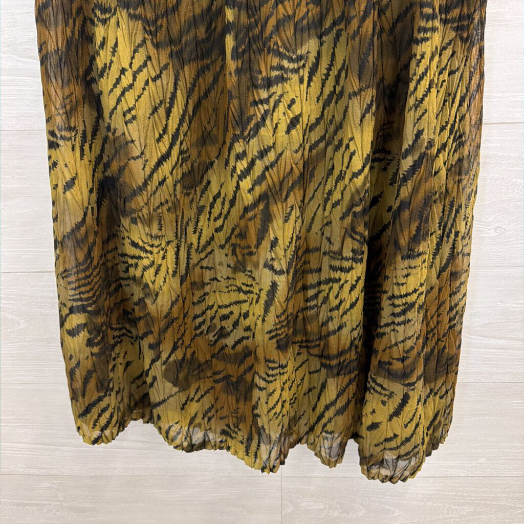 Vintage Effeci Green/ Black Print Maxi Skirt Small