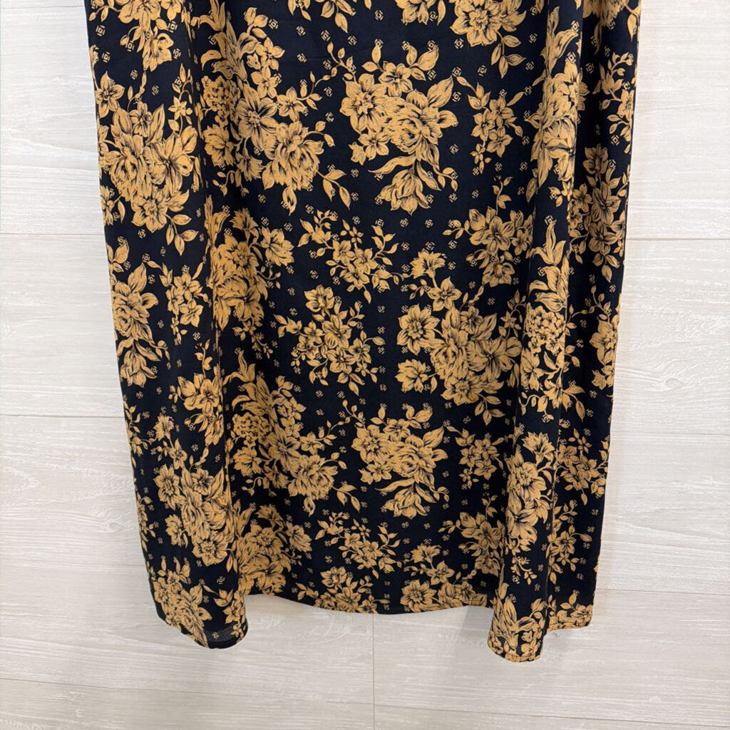 Talbots Navy/ Beige Floral Print Maxi Skirt 10