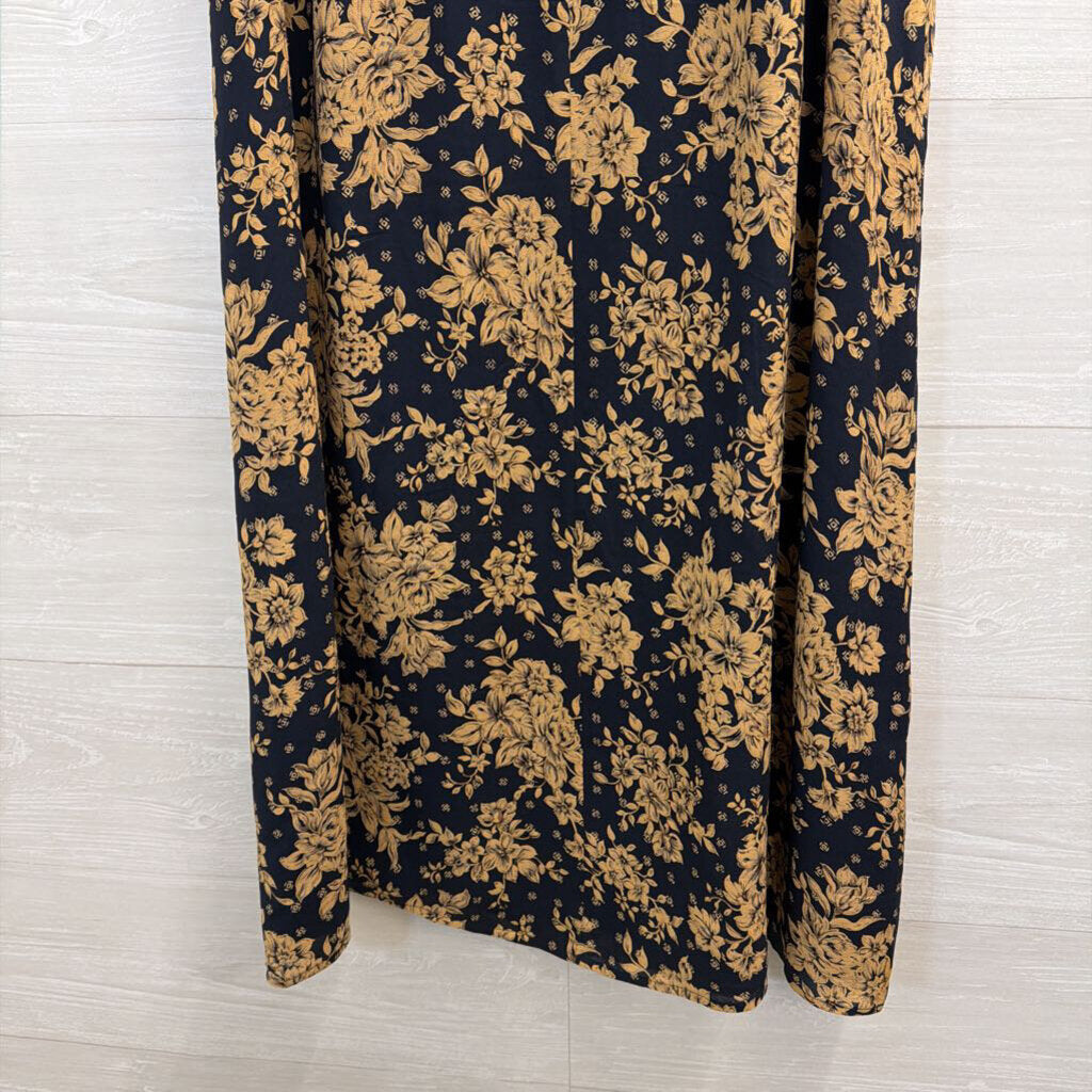 Talbots Navy/ Beige Floral Print Maxi Skirt 10