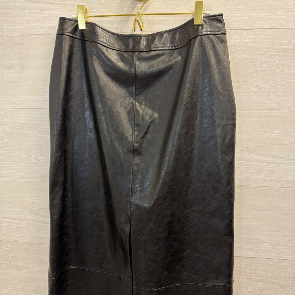 Zara Black Faux Leather Maxi Skirt Large