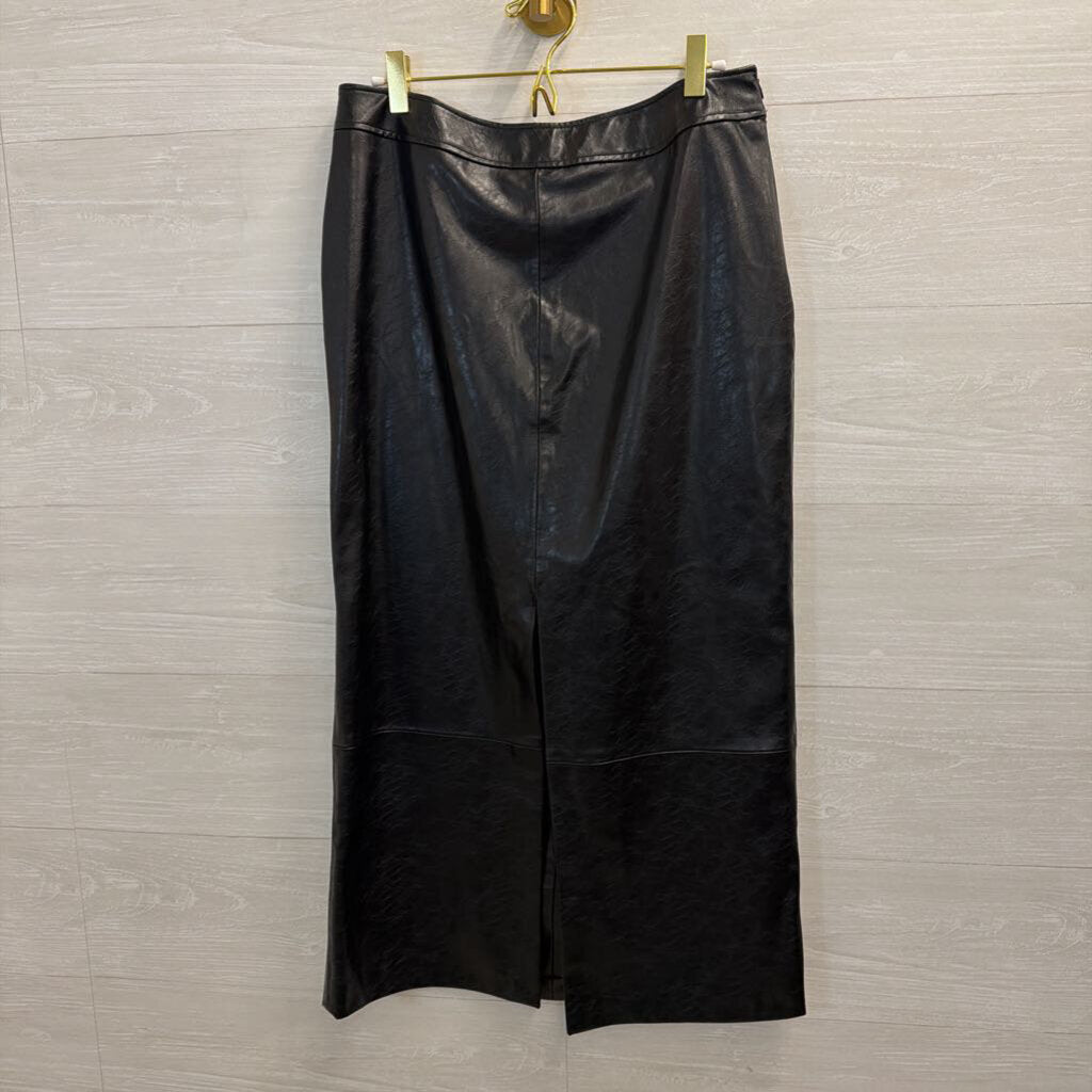 Zara Black Faux Leather Maxi Skirt Large