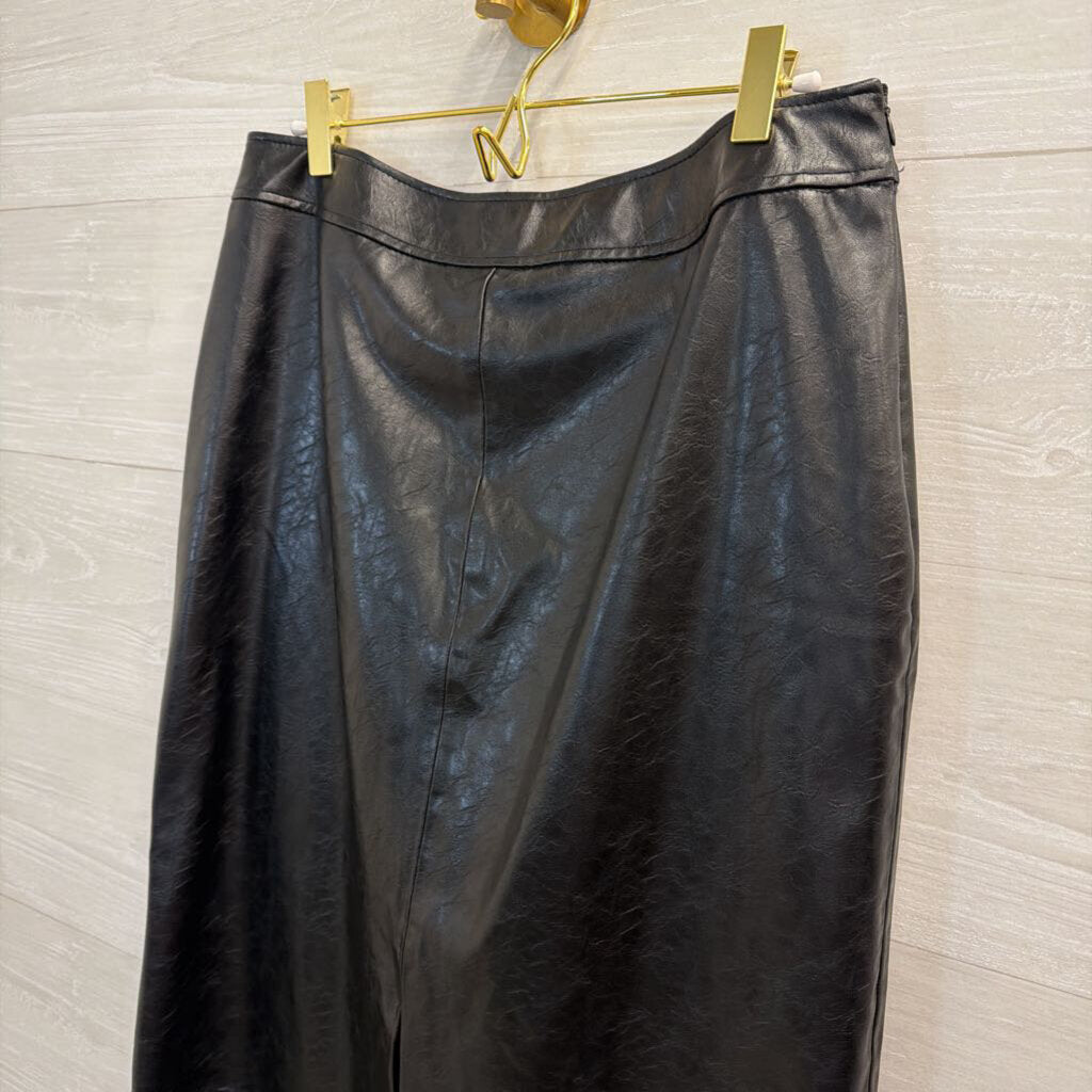 Zara Black Faux Leather Maxi Skirt Large