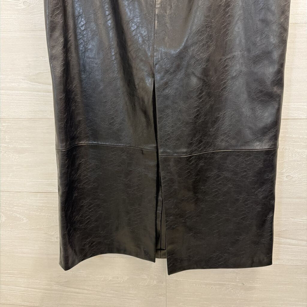 Zara Black Faux Leather Maxi Skirt Large