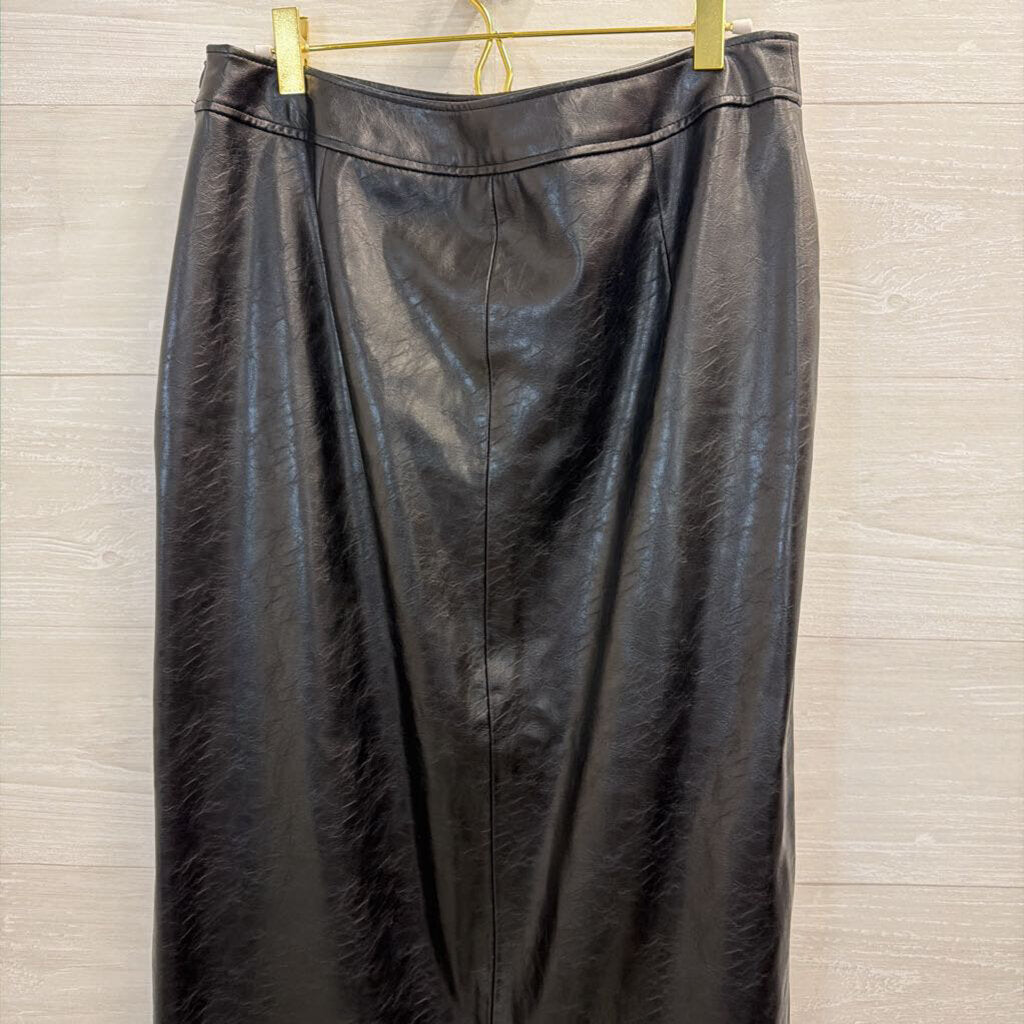 Zara Black Faux Leather Maxi Skirt Large