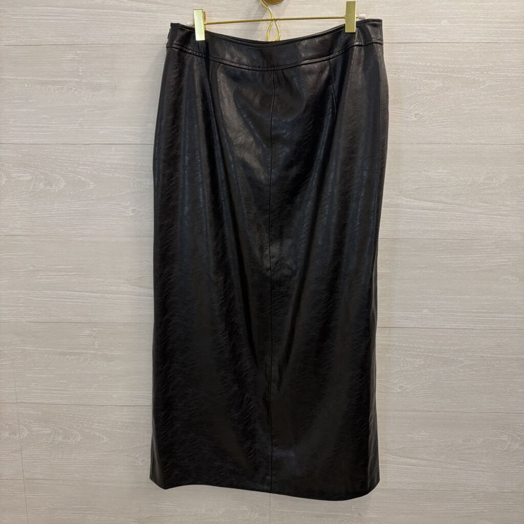 Zara Black Faux Leather Maxi Skirt Large