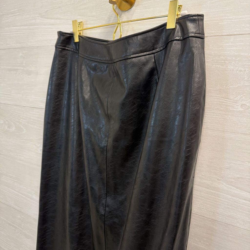 Zara Black Faux Leather Maxi Skirt Large