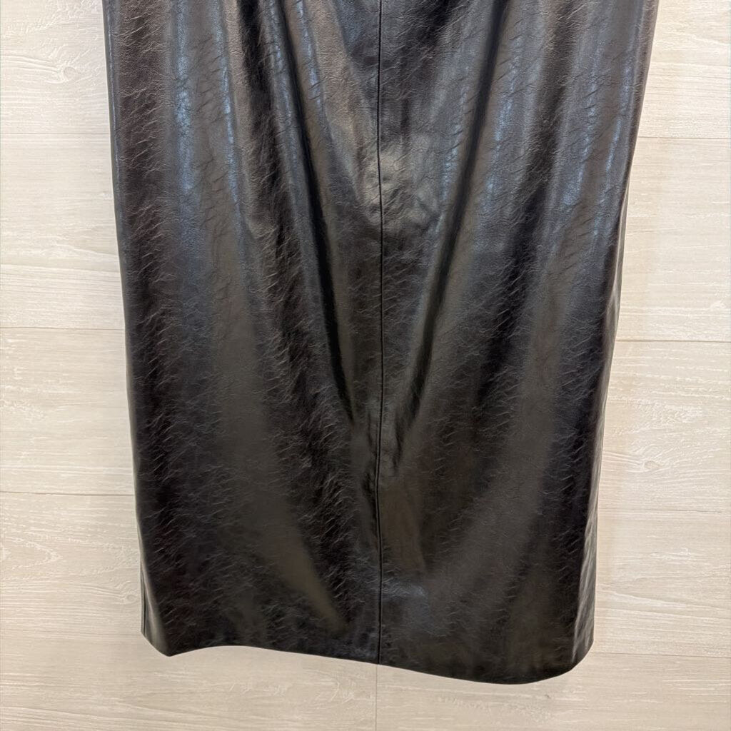 Zara Black Faux Leather Maxi Skirt Large
