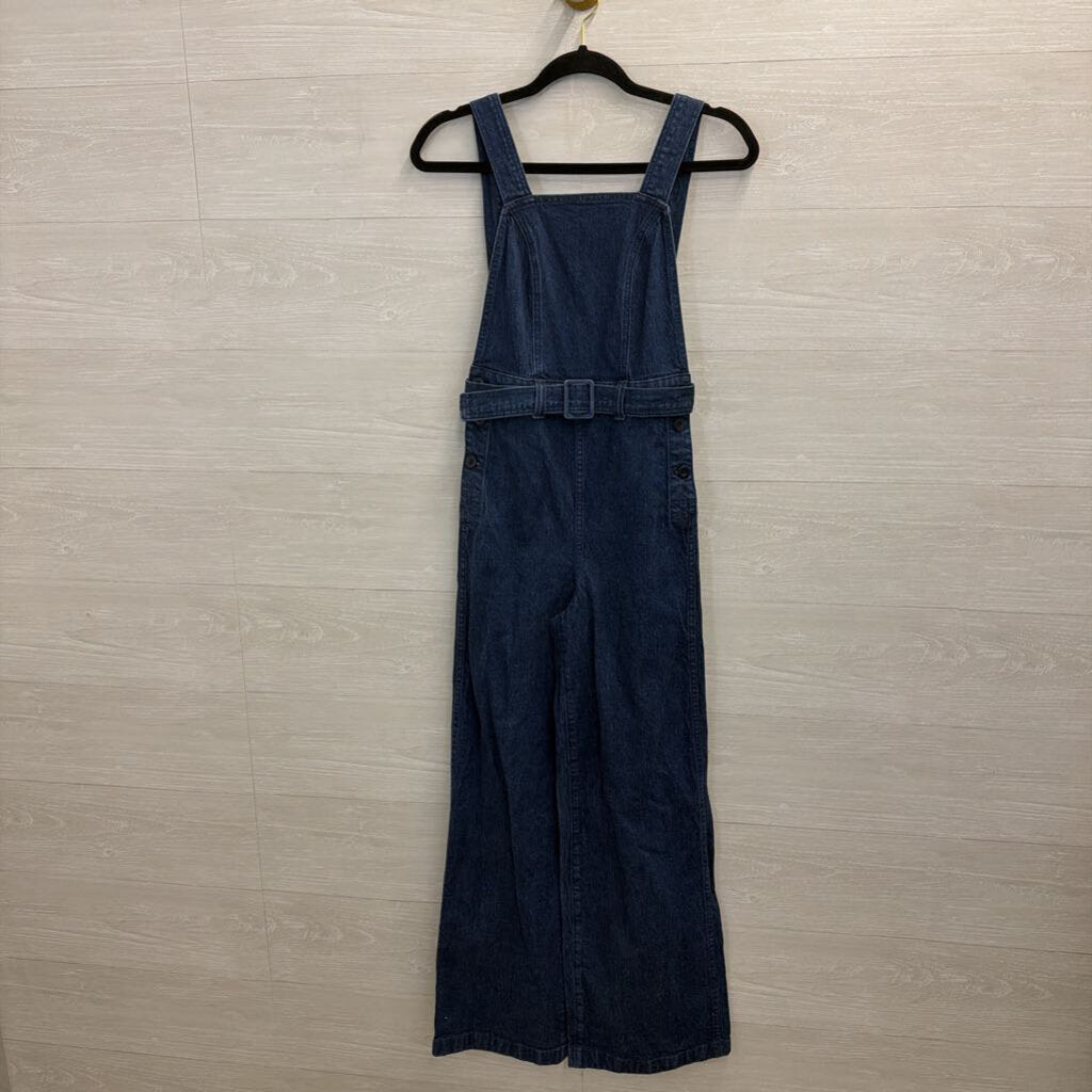 Madewell Dark Wash Denim Belted Wide Leg Jumpsuit 00